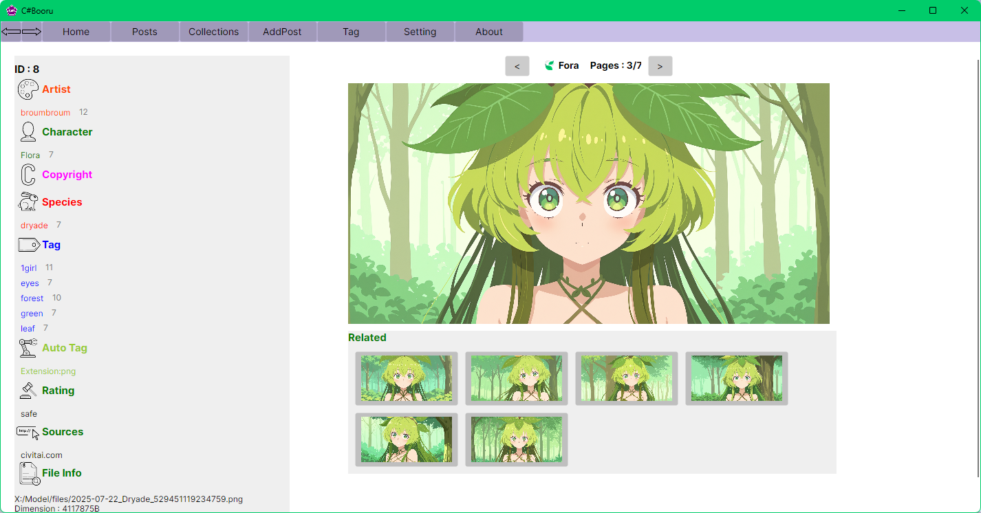 Post view in C#Booru